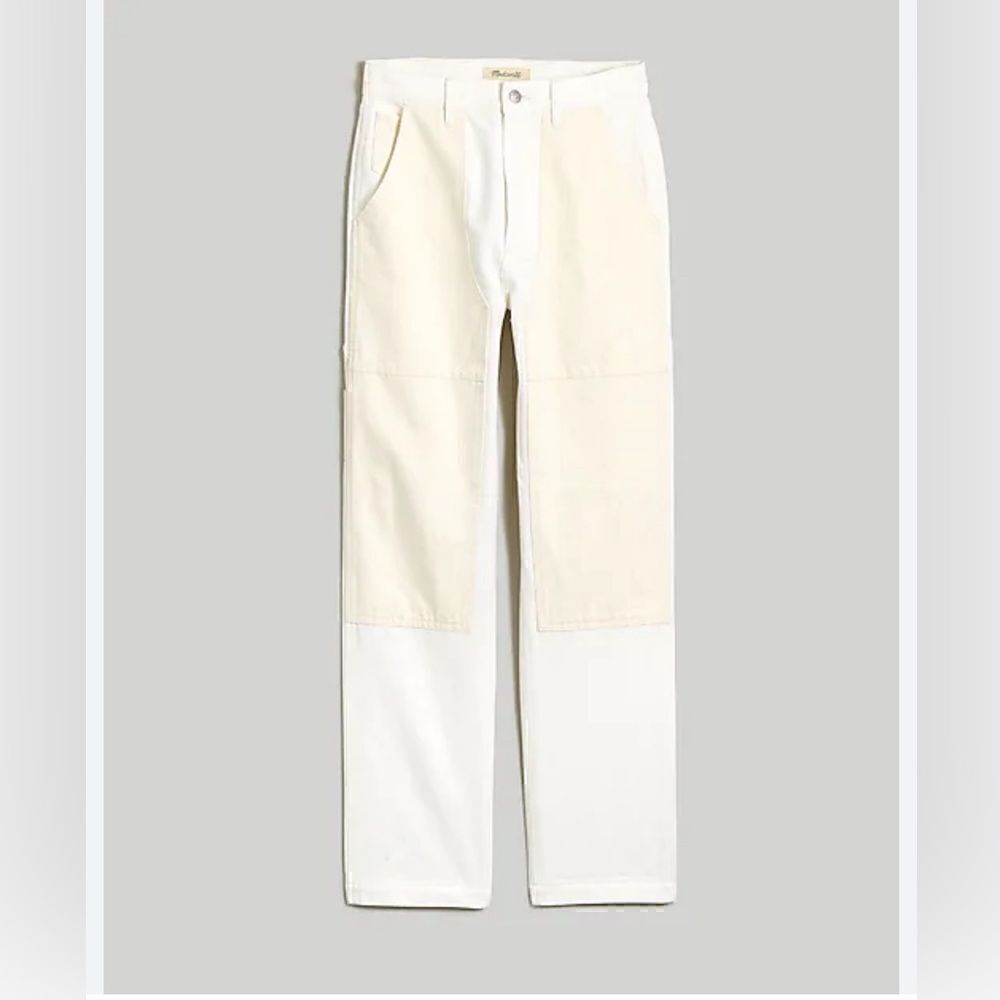 Madewell 90s Straight JeanTwo-Tone cream/white denim Workwear carpenter 27 NWT